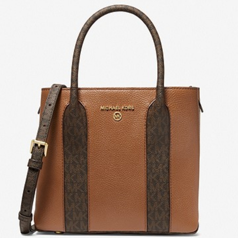 Michael Kors Brown and Dark Brown Signature Leather Satchel